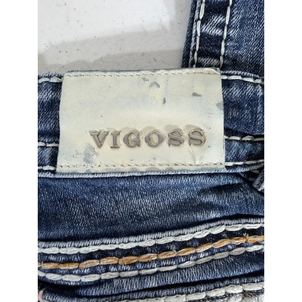 Vigoss‎ New York Boot 3/4 (28x29.5) Low Rise Embroidered Rhinestones Stitching